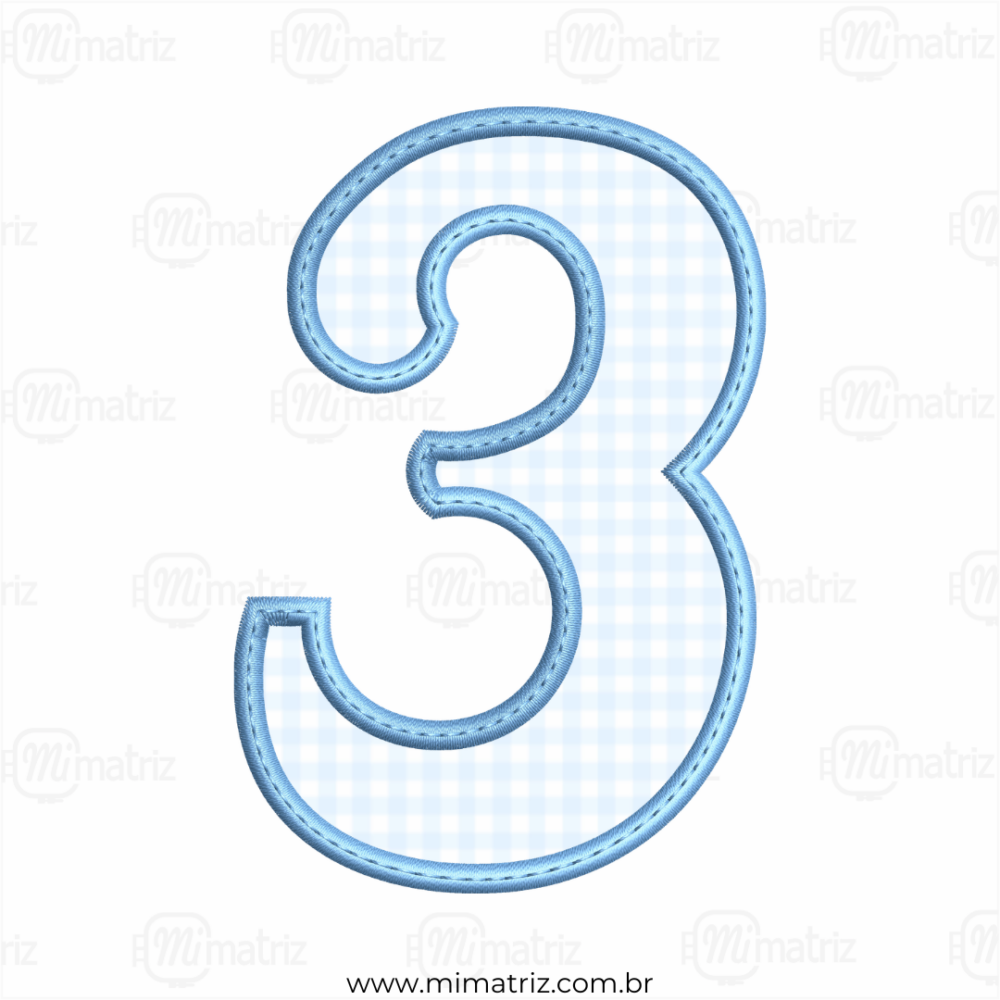 Matriz de Bordado Alfabeto - Aplique - Número 3 - M.000043