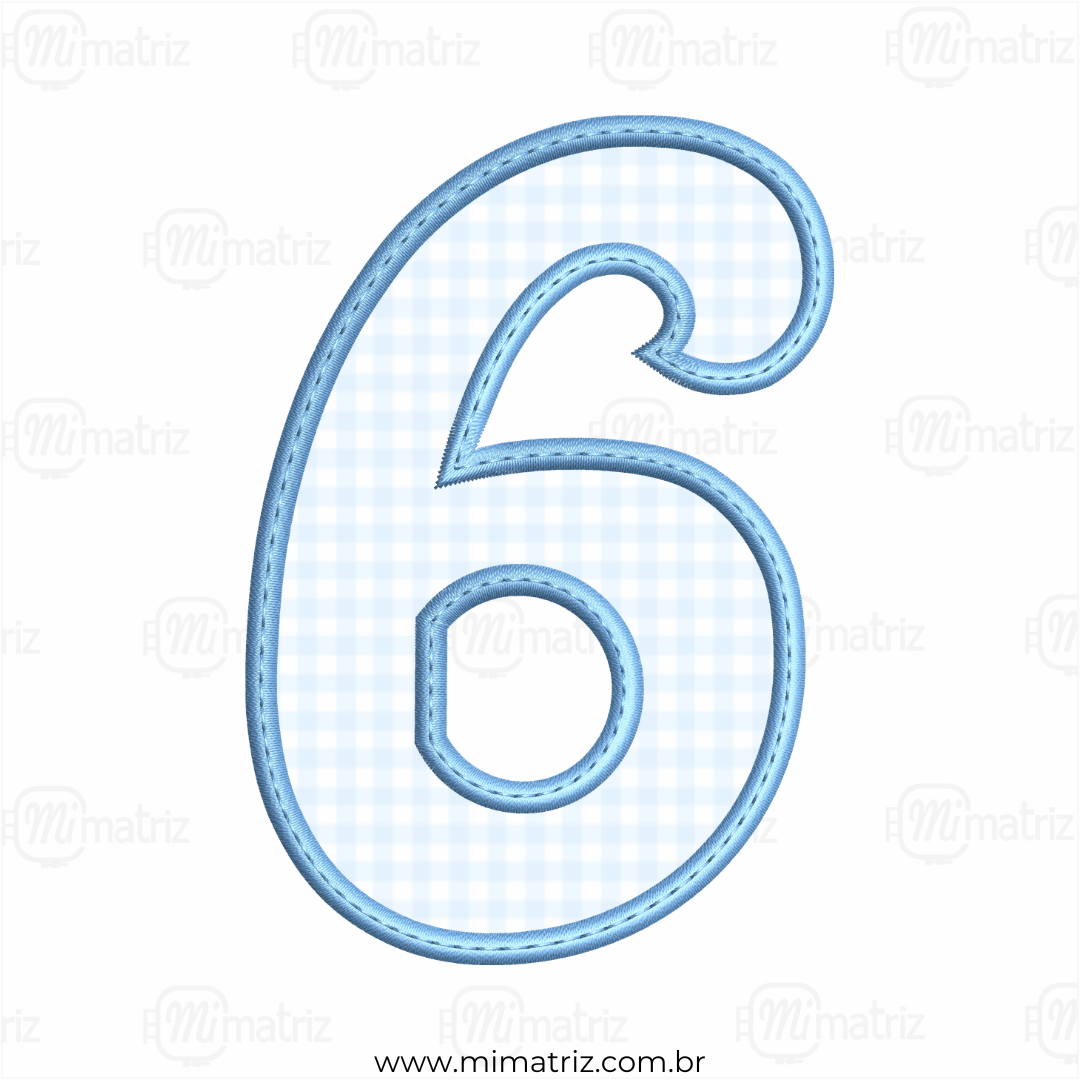 Matriz de Bordado Alfabeto - Aplique - Número 6 - M.000040