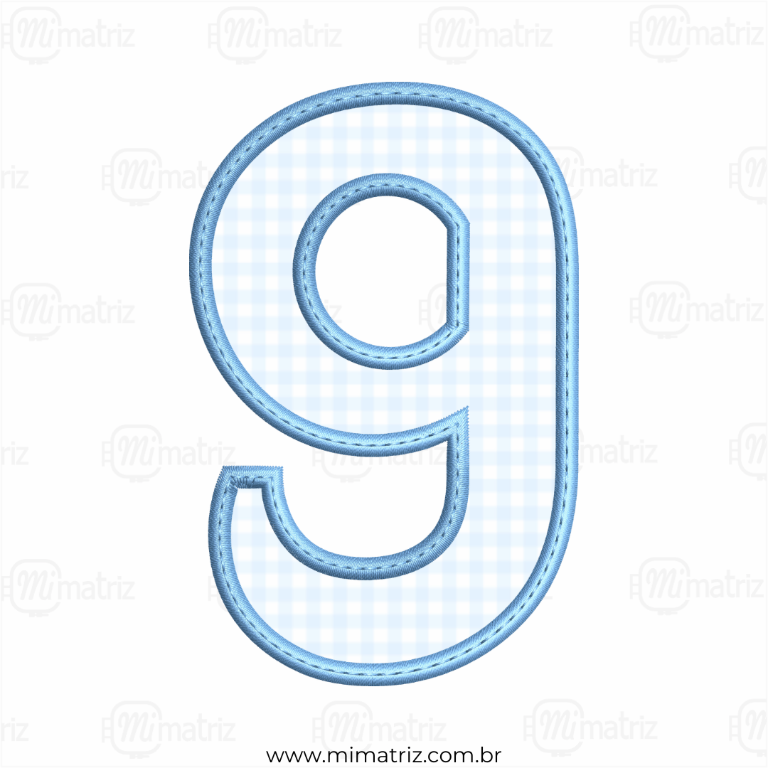 Matriz de Bordado Alfabeto - Aplique - Número 9 - M.000037