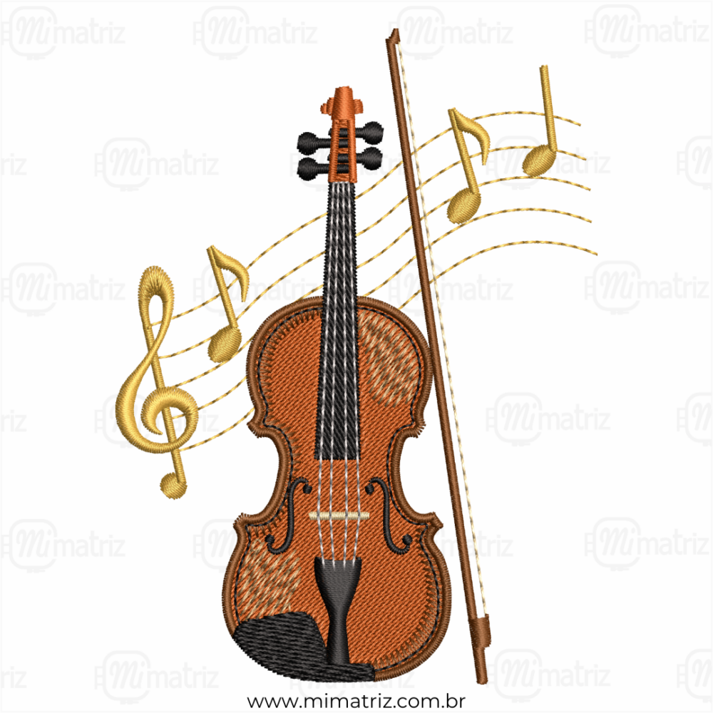 Matriz de Bordado Violino e Pentagrama - M.000001
