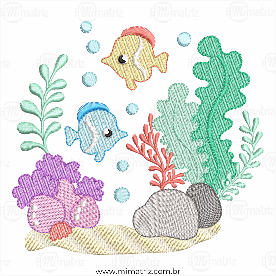 Matriz de Bordado Fundo do Mar - Pontos Leves - M.000119