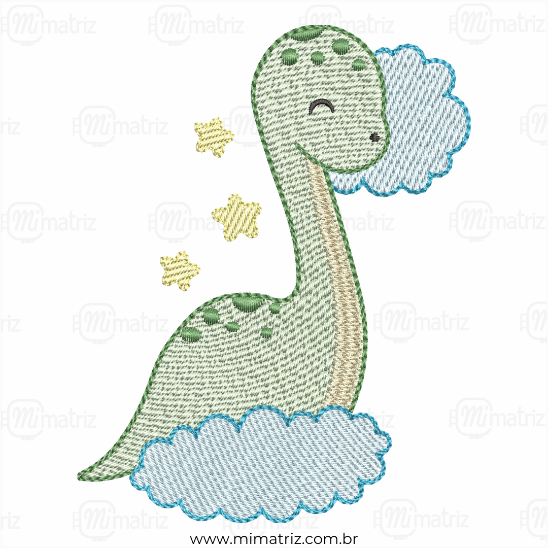 Matriz de Bordado Dinossauro Dorminhoco - Pontos Leves - M.000133