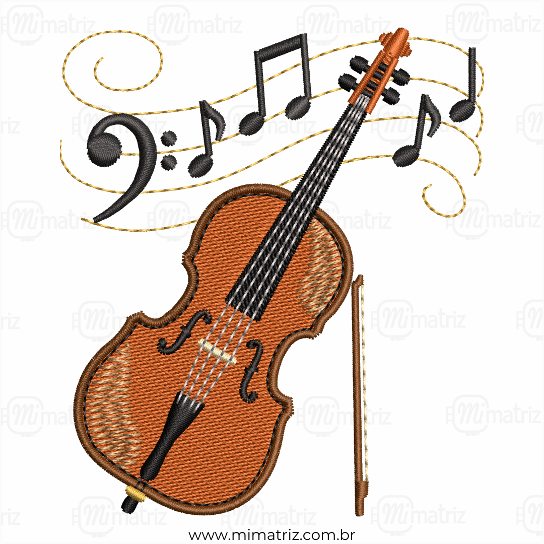 Matriz de Bordado Violoncelo e Ornamento - M.000185