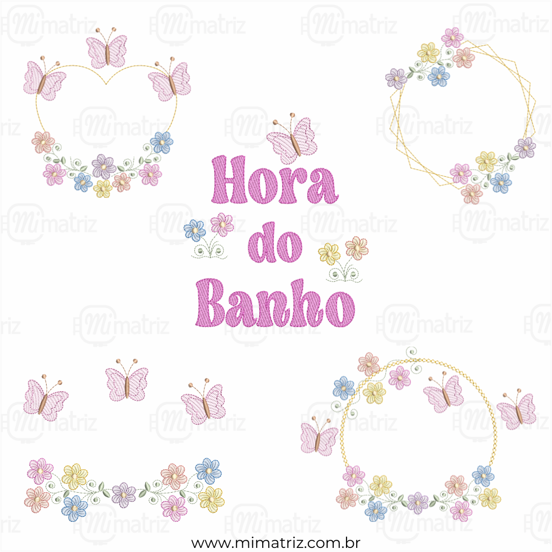 Coleção de Matrizes Flores com Borboletas 3D - Pontos Leves - C.000017