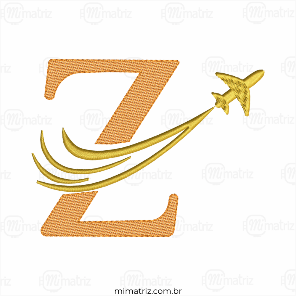 Matriz de Bordado Alfabeto Avião - Letra Z - Pontos Leves - M.000147