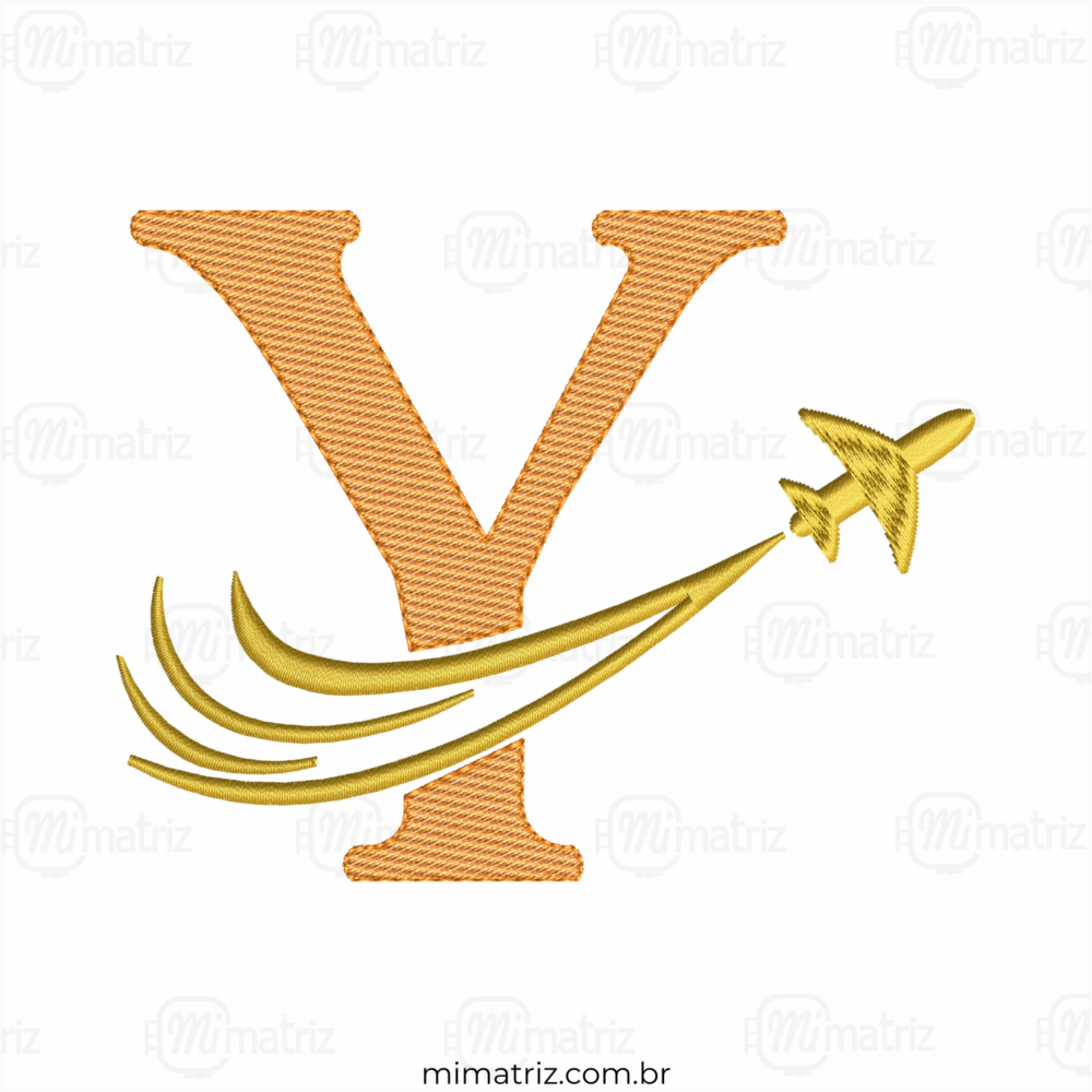 Matriz de Bordado Alfabeto Avião - Letra Y - Pontos Leves - M.000148