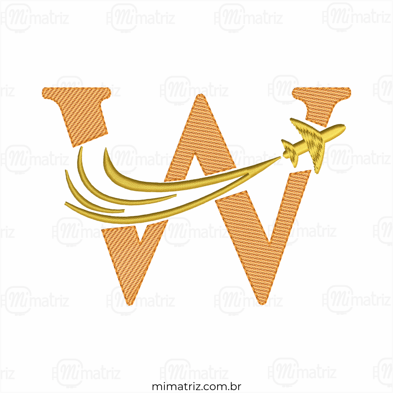 Matriz de Bordado Alfabeto Avião - Letra W - Pontos Leves - M.000150