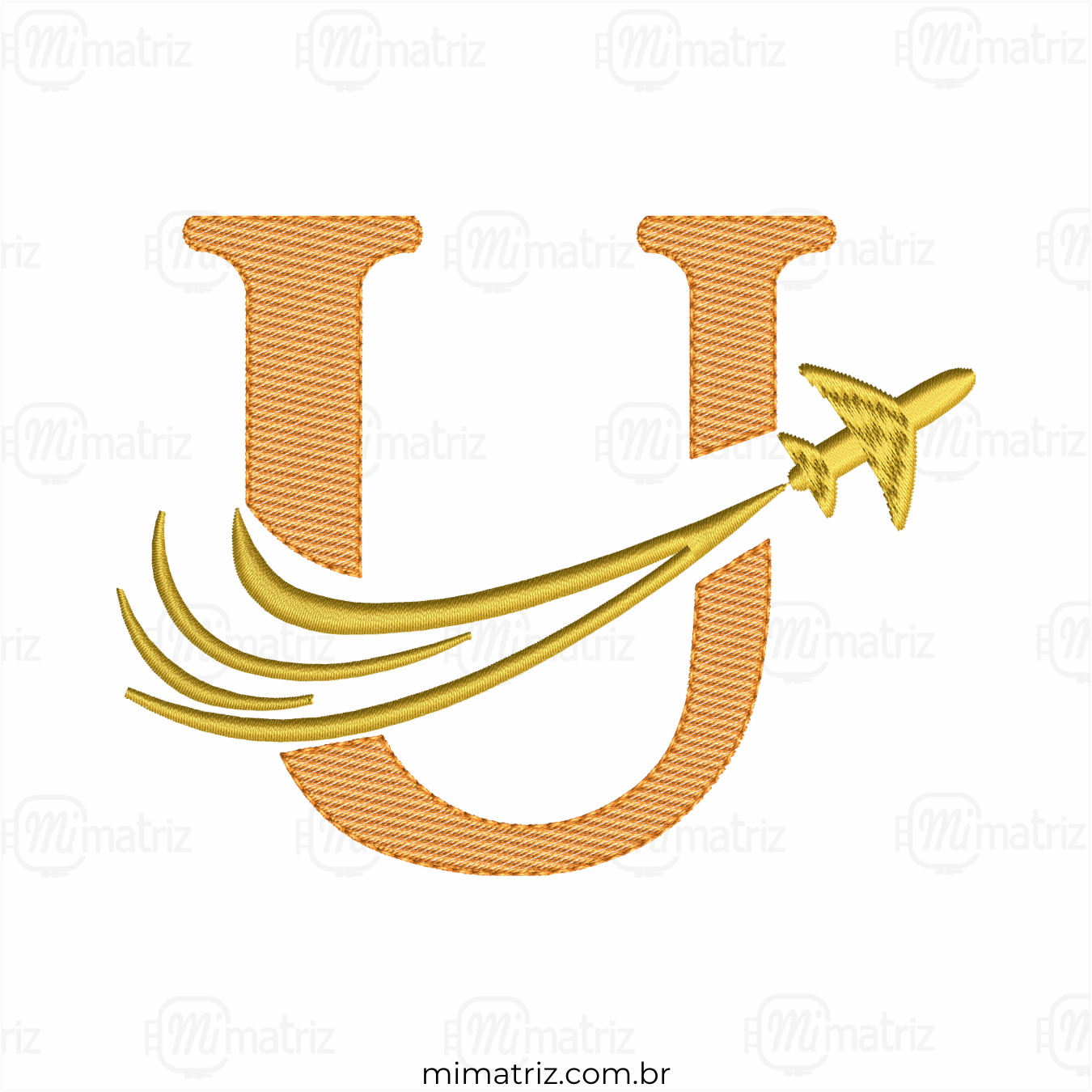 Matriz de Bordado Alfabeto Avião - Letra U - Pontos Leves - M.000152
