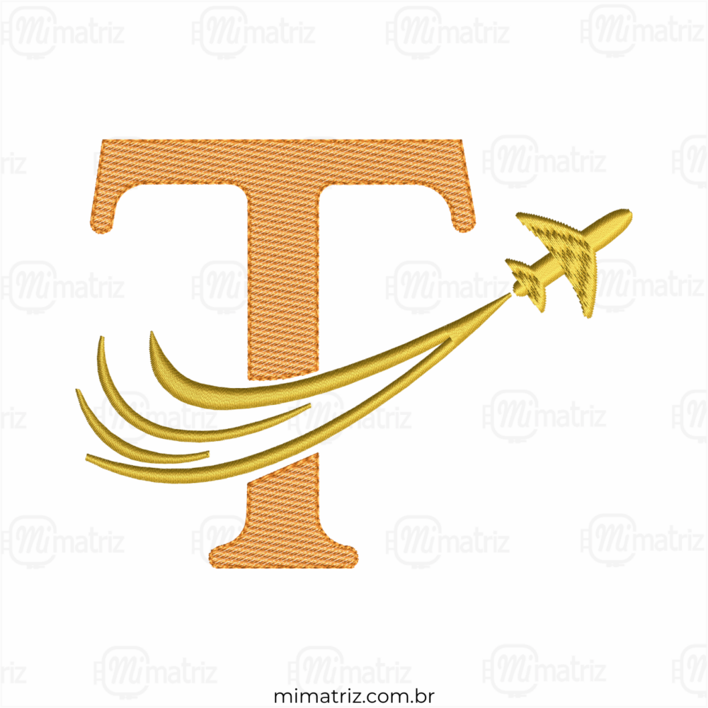 Matriz de Bordado Alfabeto Avião - Letra T - Pontos Leves - M.000153