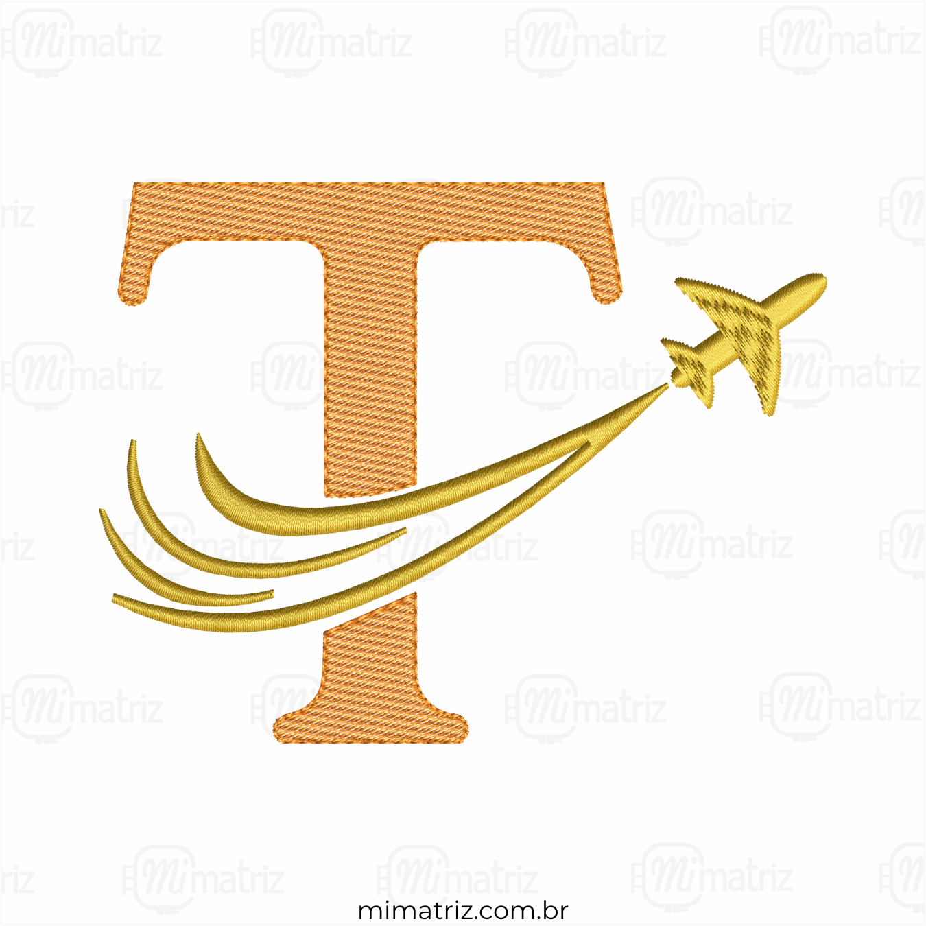 Matriz de Bordado Alfabeto Avião - Letra T - Pontos Leves - M.000153