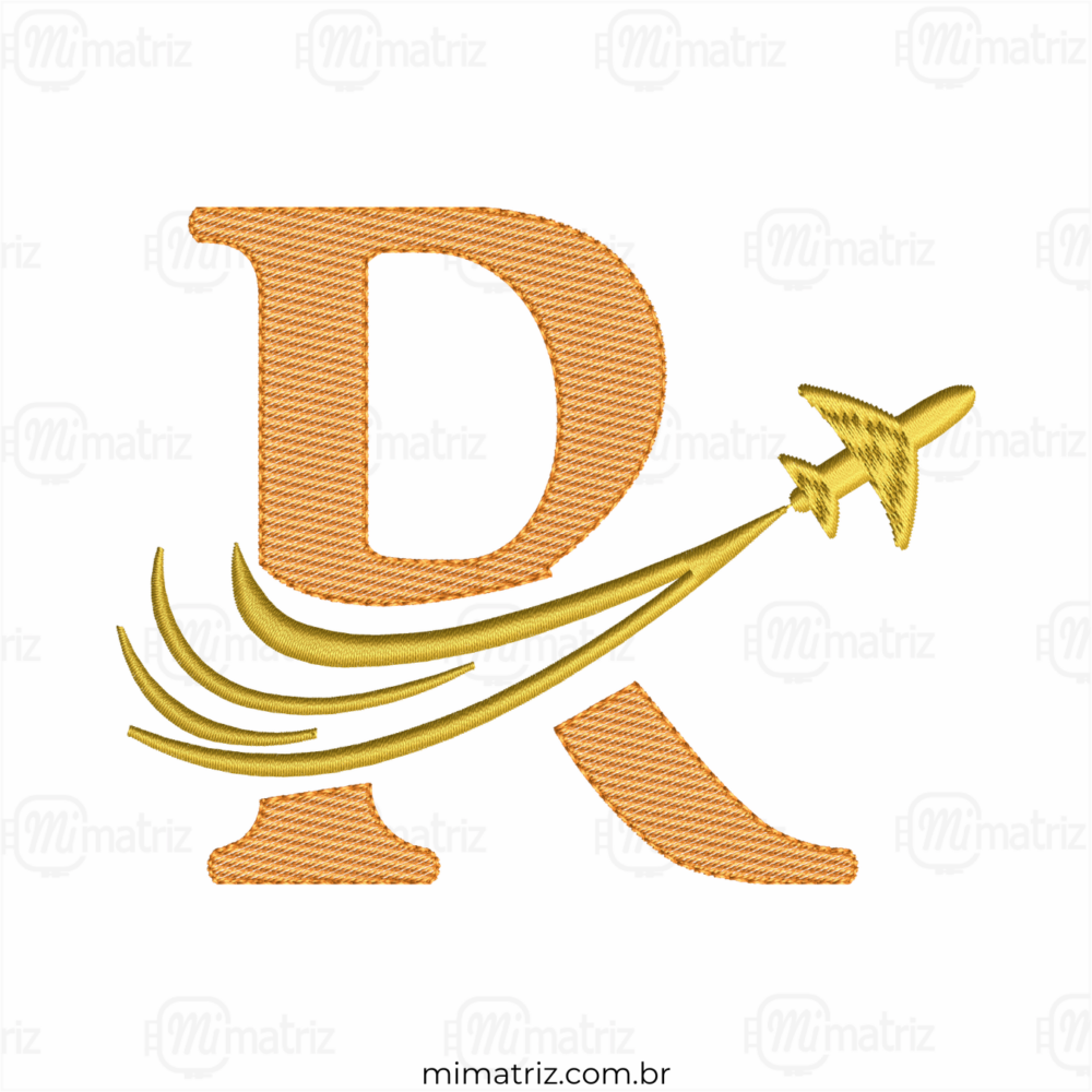 Matriz de Bordado Alfabeto Avião - Letra R - Pontos Leves - M.000155