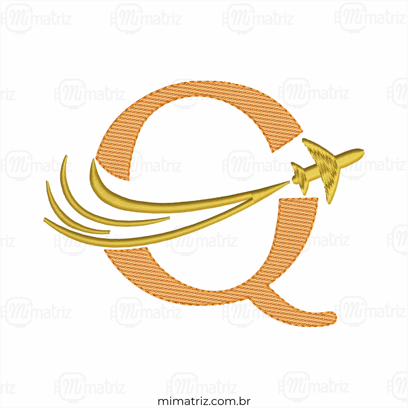 Matriz de Bordado Alfabeto Avião - Letra Q - Pontos Leves - M.000156