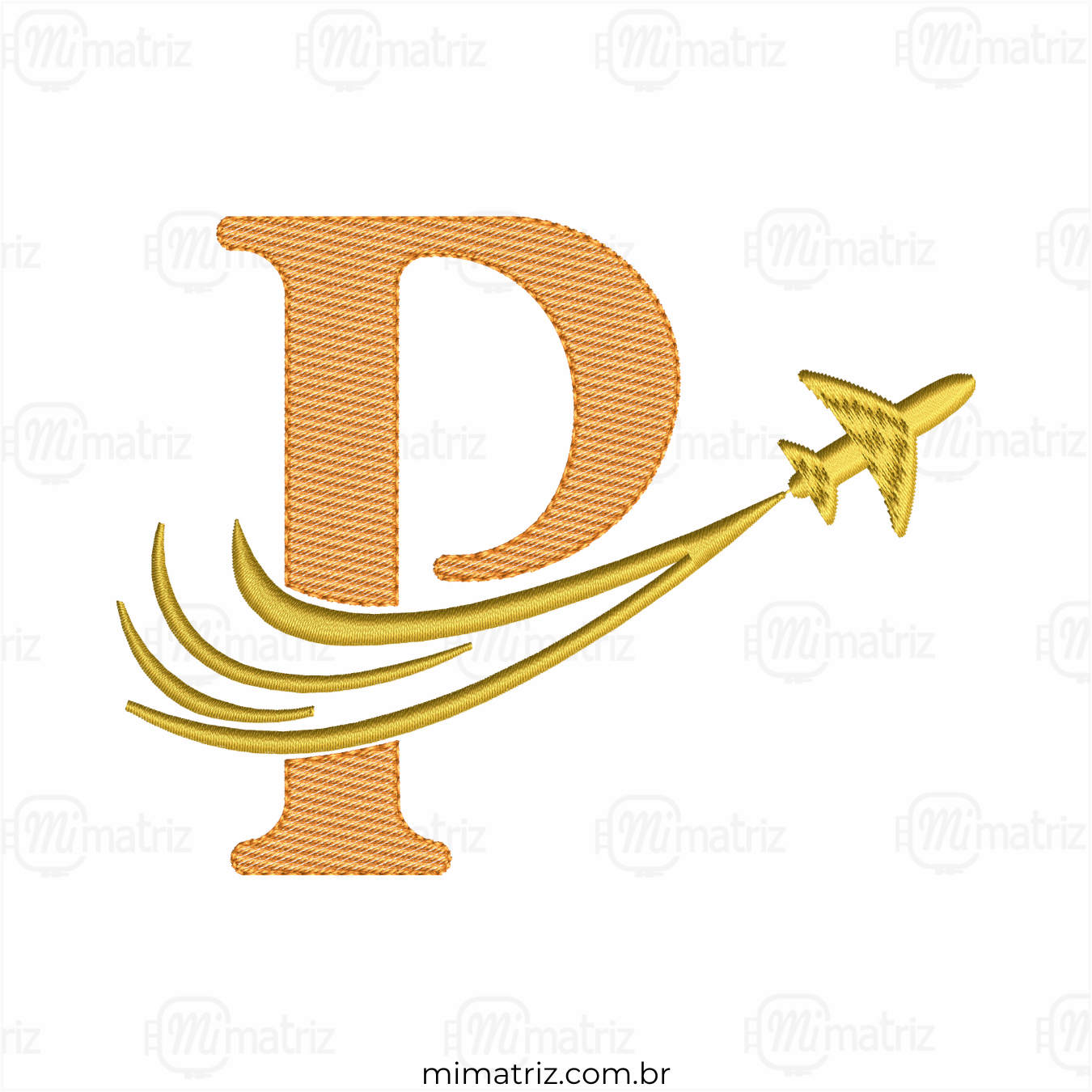 Matriz de Bordado Alfabeto Avião - Letra P - Pontos Leves - M.000157