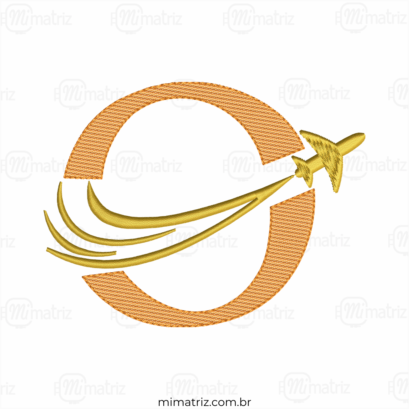 Matriz de Bordado Alfabeto Avião - Letra O - Pontos Leves - M.000158