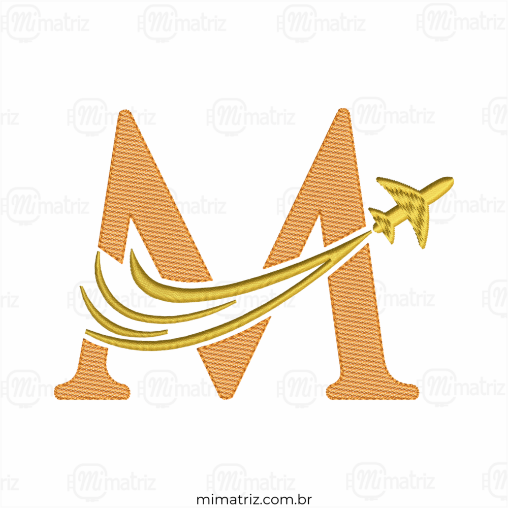 Matriz de Bordado Alfabeto Avião - Letra M - Pontos Leves - M.000160