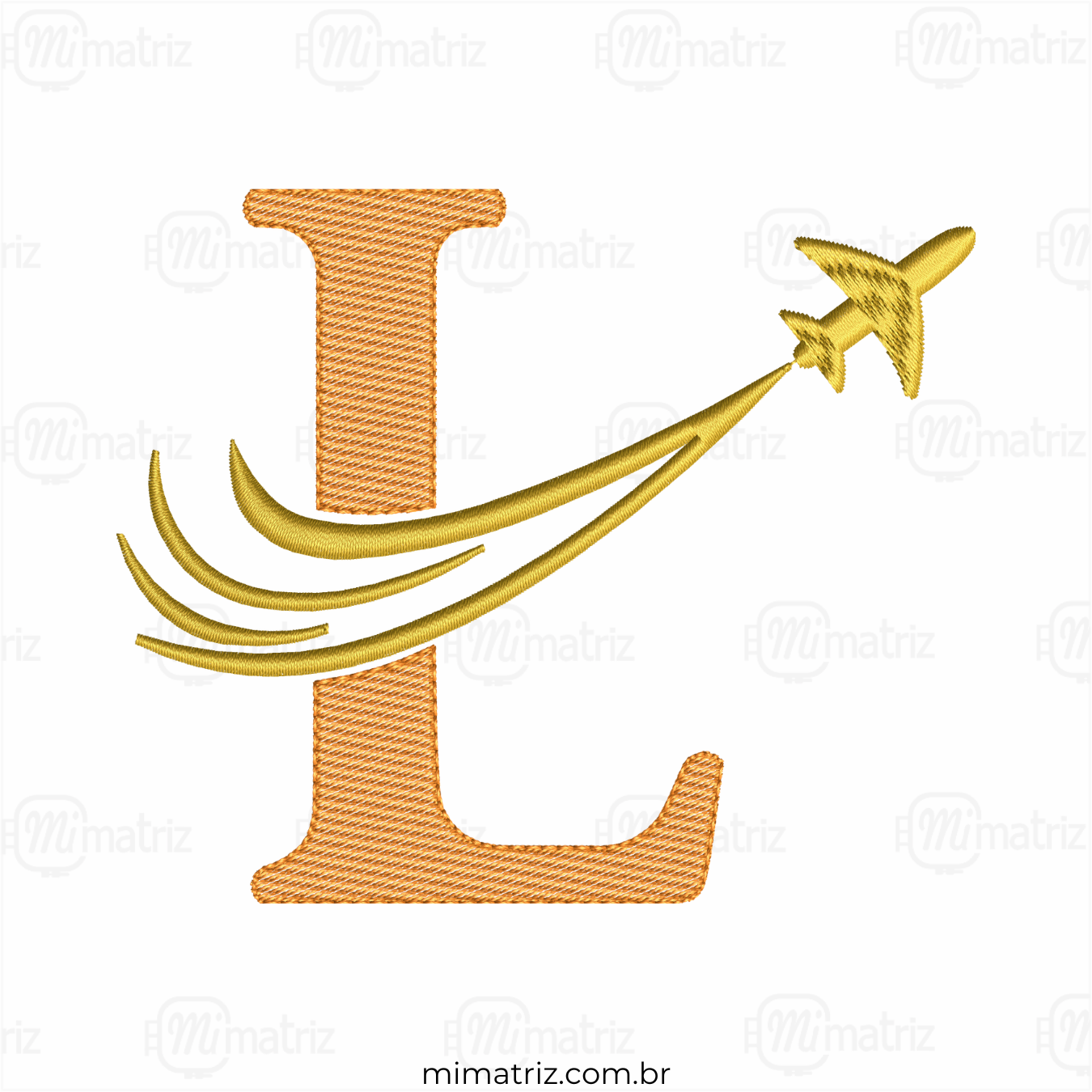 Matriz de Bordado Alfabeto Avião - Letra L - Pontos Leves - M.000161