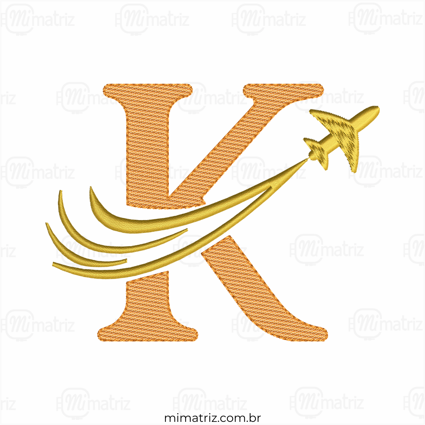Matriz de Bordado Alfabeto Avião - Letra K - Pontos Leves - M.000162
