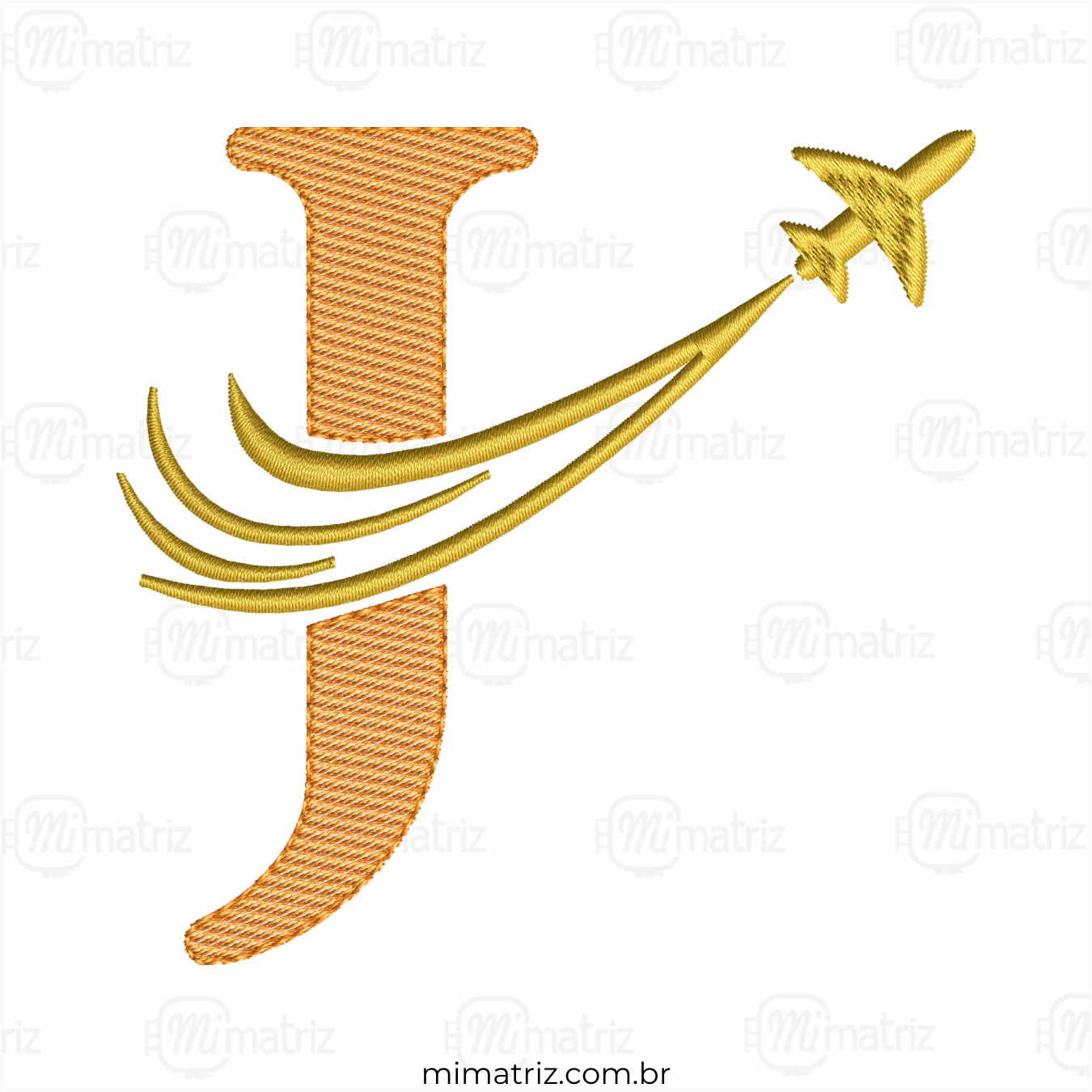 Matriz de Bordado Alfabeto Avião - Letra J - Pontos Leves - M.000163
