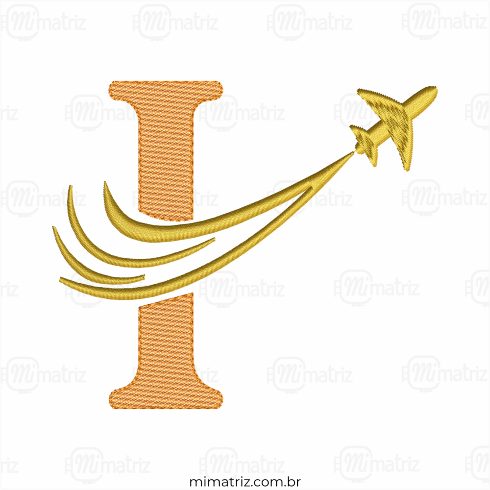 Matriz de Bordado Alfabeto Avião - Letra I - Pontos Leves - M.000164