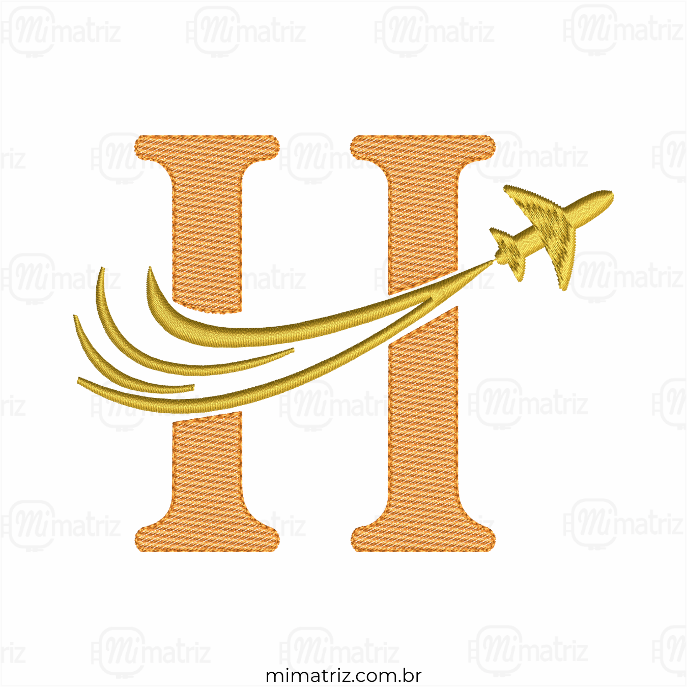 Matriz de Bordado Alfabeto Avião - Letra H - Pontos Leves - M.000165