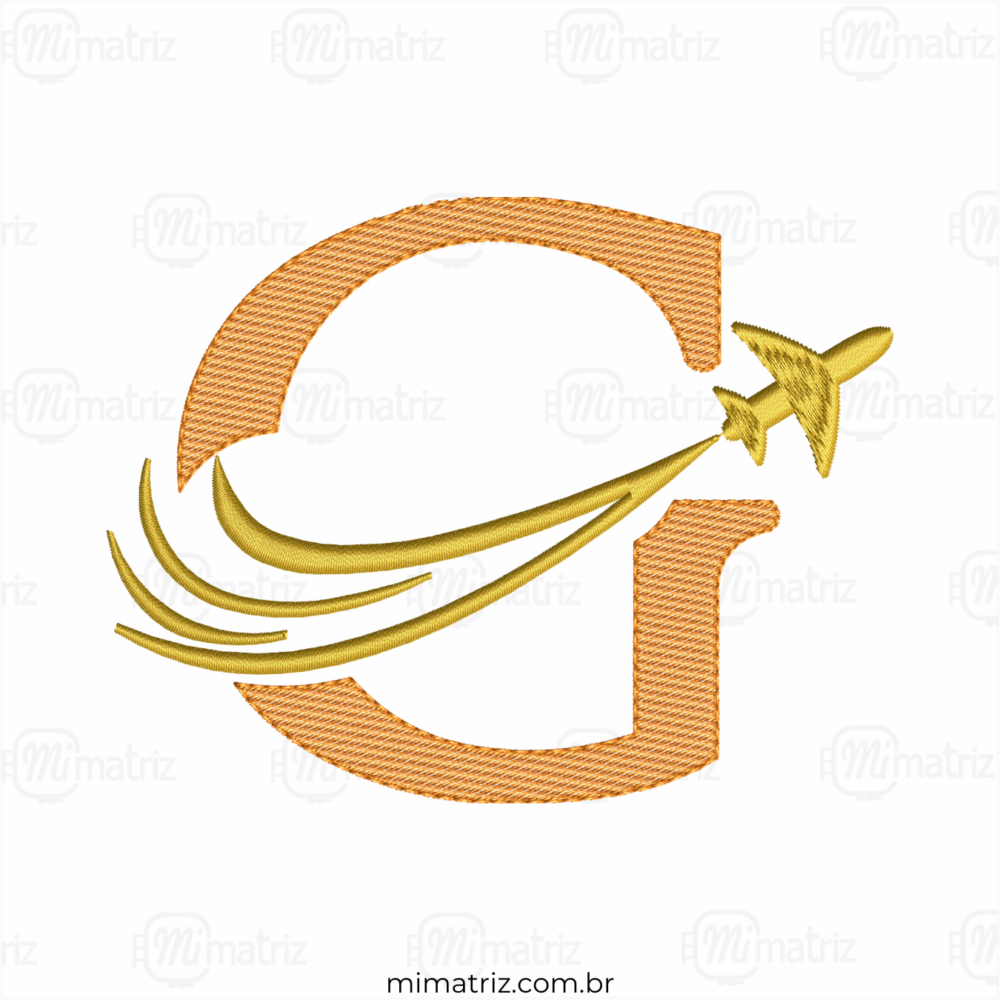 Matriz de Bordado Alfabeto Avião - Letra G - Pontos Leves - M.000166