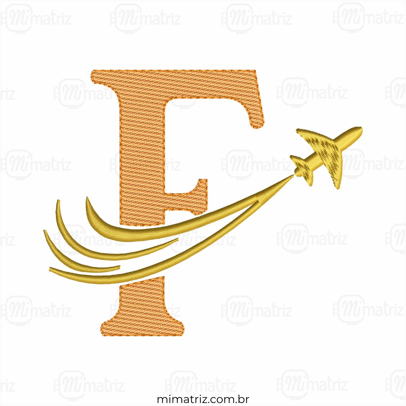 Matriz de Bordado Alfabeto Avião - Letra F - Pontos Leves - M.000167