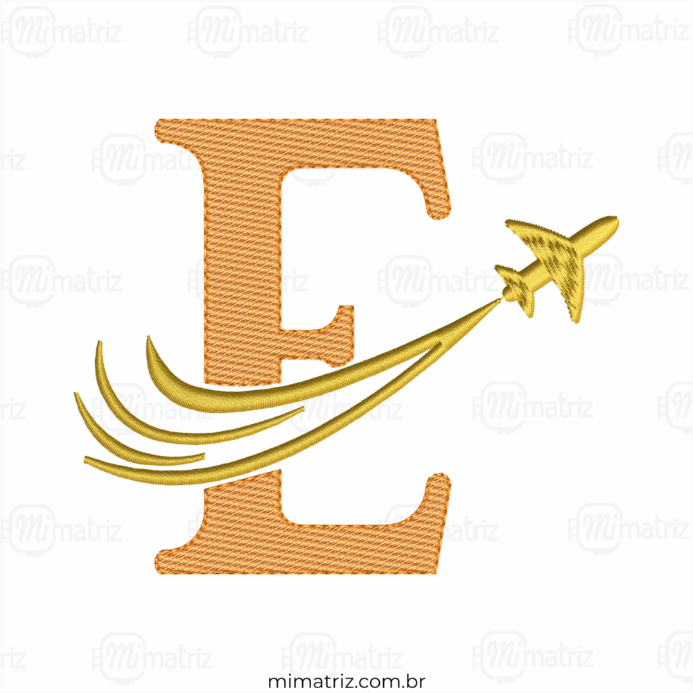 Matriz de Bordado Alfabeto Avião - Letra E - Pontos Leves - M.000168
