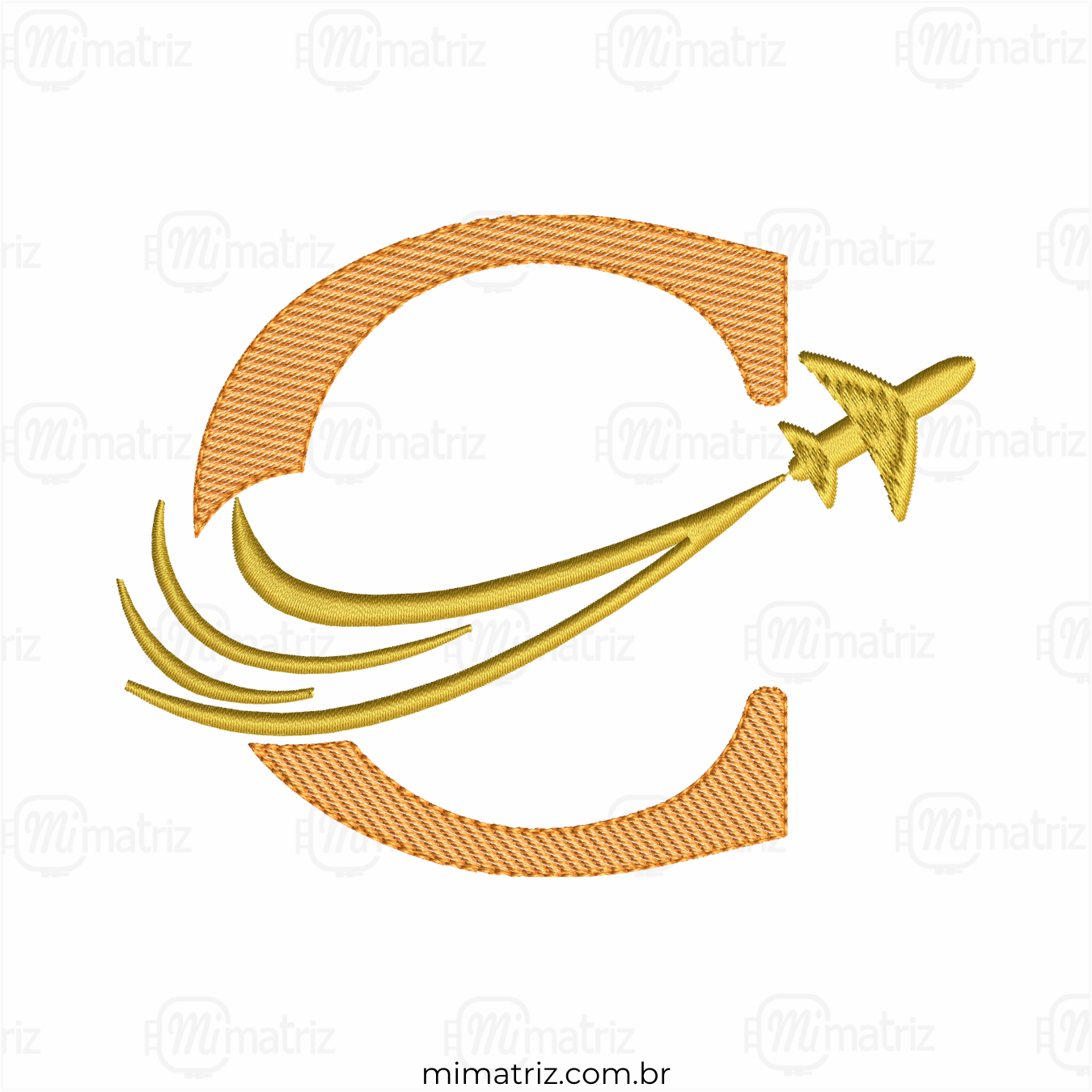 Matriz de Bordado Alfabeto Avião - Letra C - Pontos Leves - M.000170