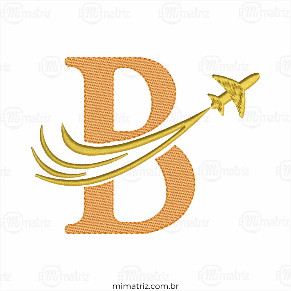 Matriz de Bordado Alfabeto Avião - Letra B - Pontos Leves - M.000171