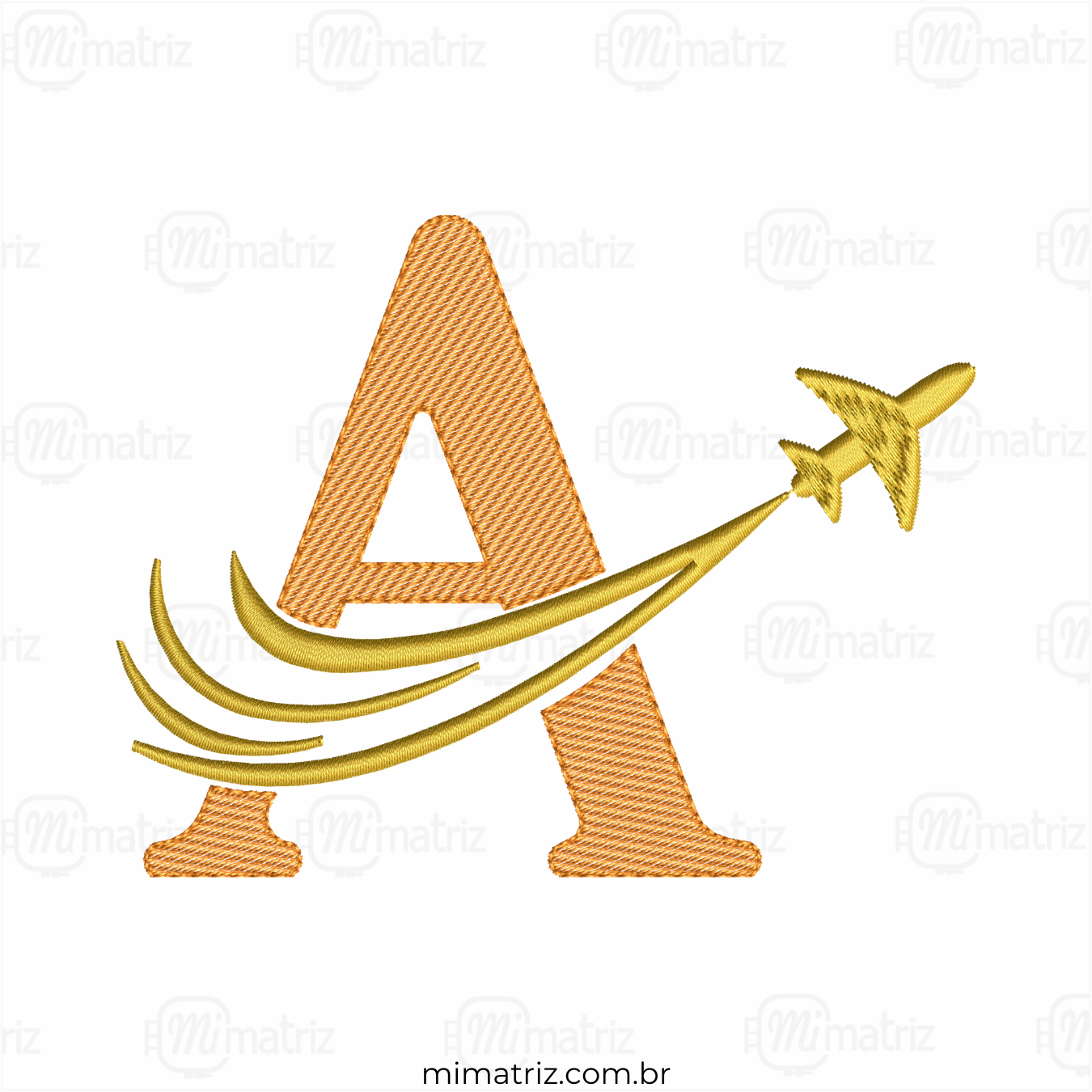 Matriz de Bordado Alfabeto Avião - Letra A - Pontos Leves - M.000172