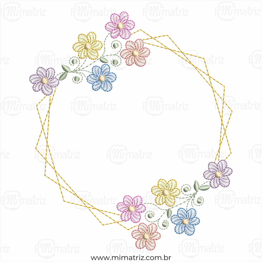 Matriz de Bordado Moldura Floral - Pontos Leves - M.000191